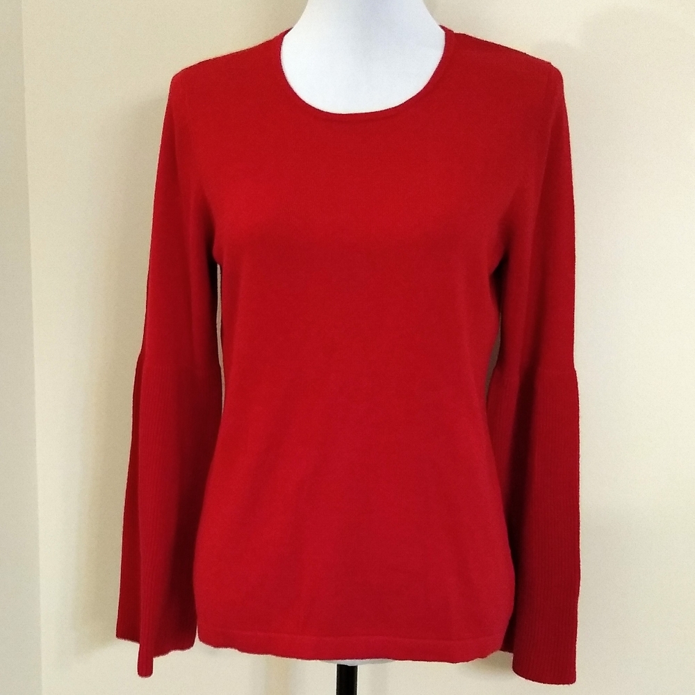 Vince Camuto bell sleeve sweater, red, Medium. Red sweater.
